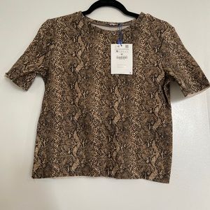 Zara Snakeskin Sweater Crop Top Blouse Shirt New